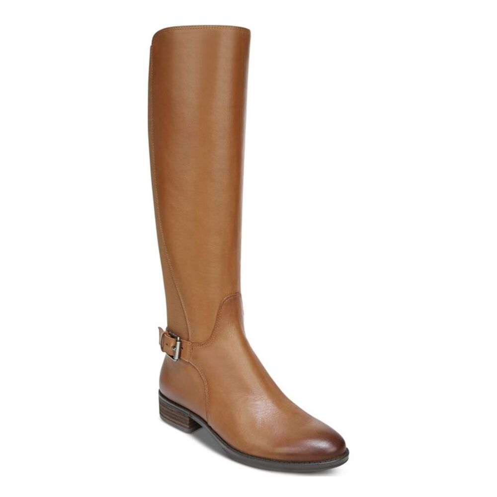 NWT SAM EDELMAN Womens Brown Stretch Paxten Round Toe Leather Riding Boot 6 M